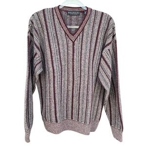 Vintage Brandini Knit Grandpa Sweater Striped V-Neck Long Sleeve Med Italy GUC